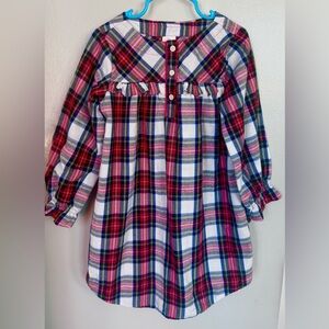 Crewcuts Nightgown J.Crew Girl’s 5 XS flannel Stewart Tartan Plaid Red Blue PJs